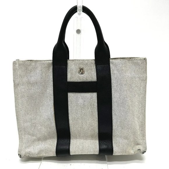 HERMES Sac Arne PM Hand Bag Tote Bag Toile H / Leather gray/Black - Picture 1 of 13